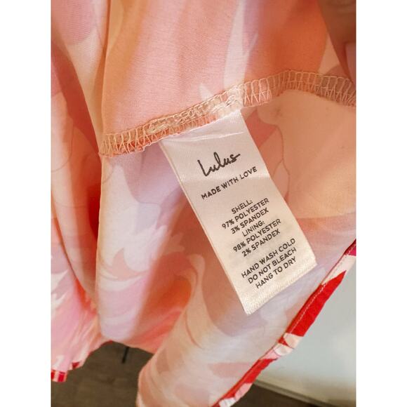 Lulu’s Front Page Hues Coral Multi Floral Print Satin Midi Dress Size Medium - Picture 6 of 6